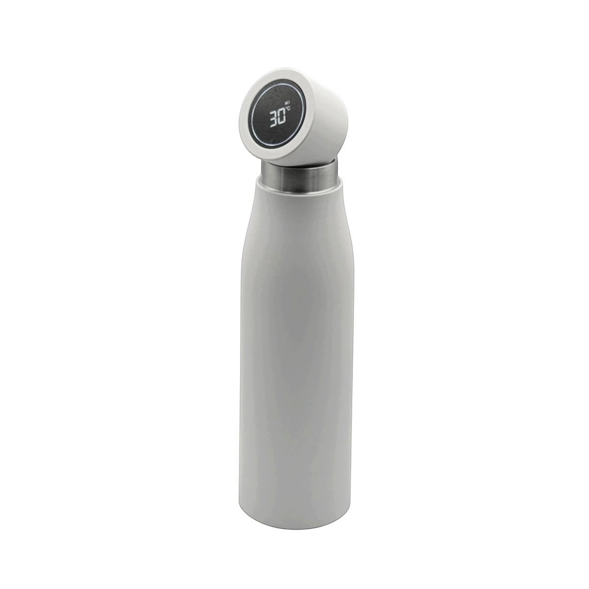 Bouteille isotherme OWLSENS blanche en acier inoxydable avec bouchon tactile et affichage numérique de température LED