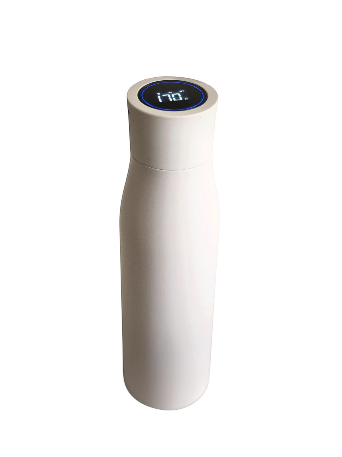 Bouteille isotherme intelligente OWLSENS blanche en acier inoxydable avec affichage numérique LED de la température
