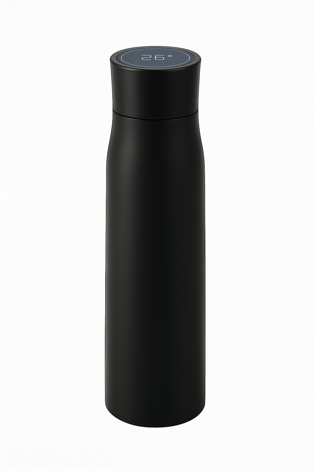 Bouteille isotherme OWLSENS noire en acier inoxydable avec affichage LED tactile de température sur le bouchon